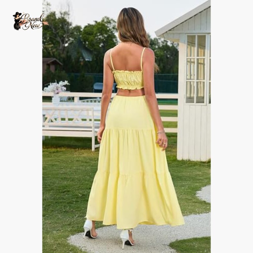 Polyester Elastane Maxi Dress Spaghetti Strap Bac… - image 6